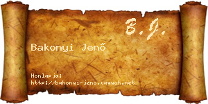 Bakonyi Jenő névjegykártya